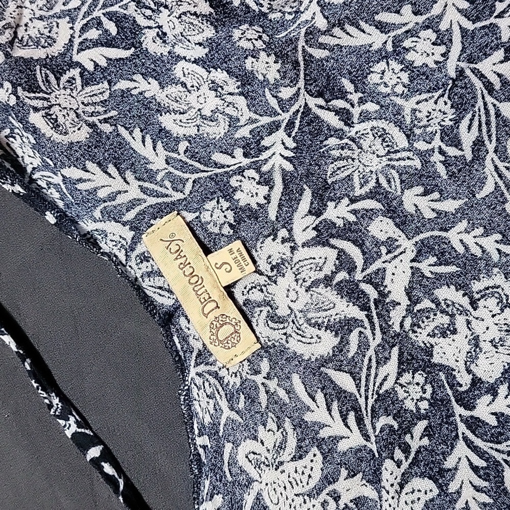 🩷 Democracy White & Blue Floral Kimono With Fringe at Hem Open Caridgan - Picture 8 of 10
